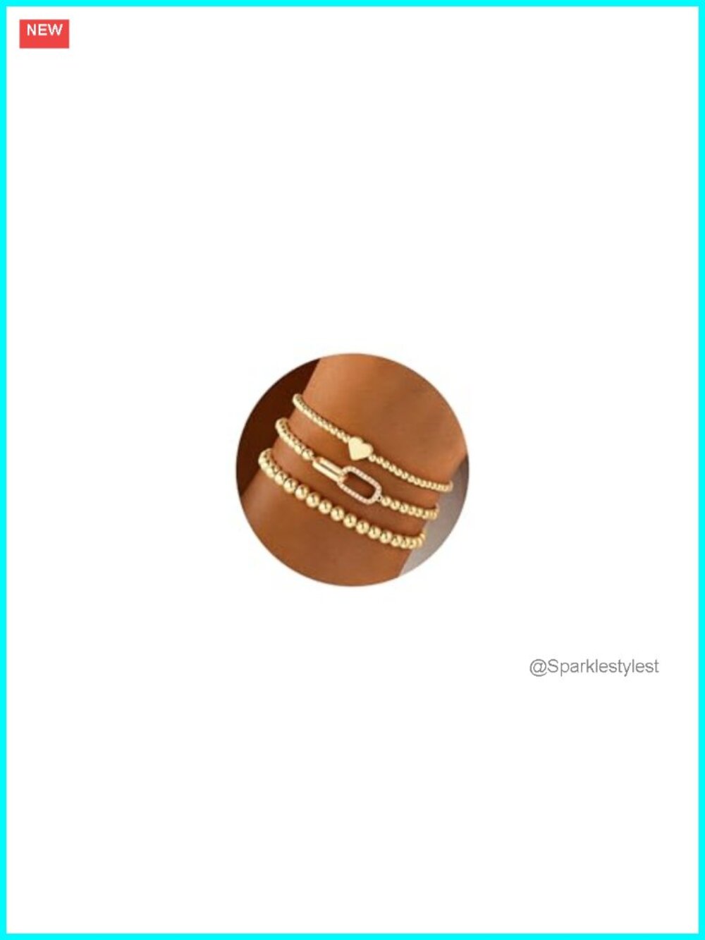 14K Gold Plated Beaded Stretch Bracelet Set of 3 for Women